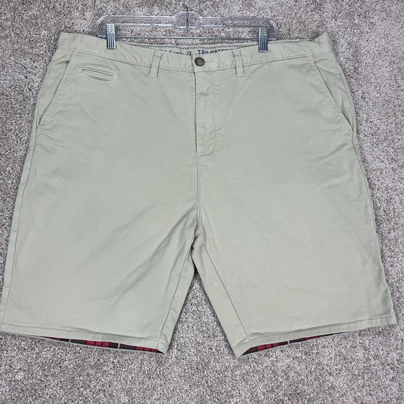 Johnnie-O Tailgaters Shorts Mens 40 Villanova Plaid Lined Bottle Opener Beige - Picture 1 of 12